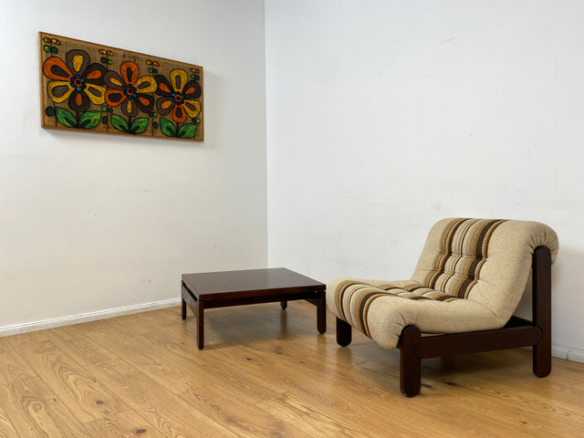 WMK I  Stilvoller 70er Space Age Modular Sessel mit beigem Wollbezug auf Holzrahmen I Clubsessel 3er 2er Sofa Couch Sitzgarnitur Sitzgruppe Ecksofa Lounge Retro Wohnzimmer Set Vintage Mid-Century