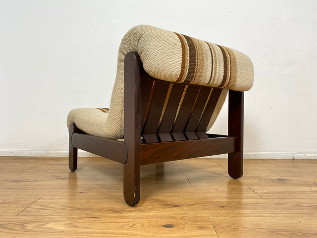 WMK I  Stilvoller 70er Space Age Modular Sessel mit beigem Wollbezug auf Holzrahmen I Clubsessel 3er 2er Sofa Couch Sitzgarnitur Sitzgruppe Ecksofa Lounge Retro Wohnzimmer Set Vintage Mid-Century