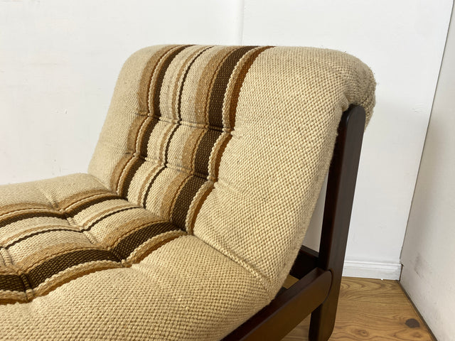 WMK I  Stilvoller 70er Space Age Modular Sessel mit beigem Wollbezug auf Holzrahmen I Clubsessel 3er 2er Sofa Couch Sitzgarnitur Sitzgruppe Ecksofa Lounge Retro Wohnzimmer Set Vintage Mid-Century