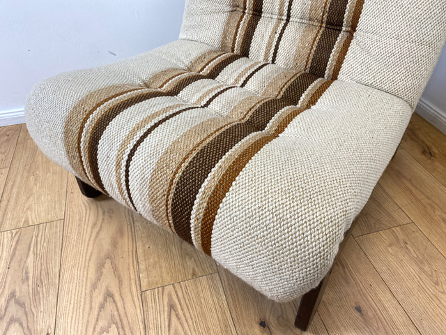 WMK I  Stilvoller 70er Space Age Modular Sessel mit beigem Wollbezug auf Holzrahmen I Clubsessel 3er 2er Sofa Couch Sitzgarnitur Sitzgruppe Ecksofa Lounge Retro Wohnzimmer Set Vintage Mid-Century