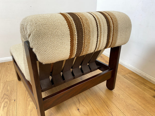 WMK I  Stilvoller 70er Space Age Modular Sessel mit beigem Wollbezug auf Holzrahmen I Clubsessel 3er 2er Sofa Couch Sitzgarnitur Sitzgruppe Ecksofa Lounge Retro Wohnzimmer Set Vintage Mid-Century