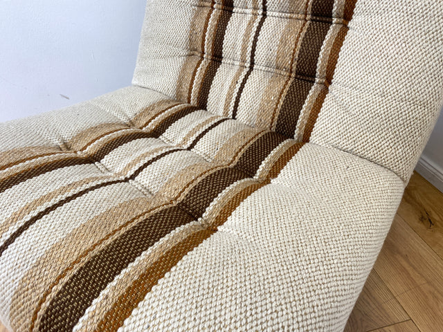 WMK I  Stilvoller 70er Space Age Modular Sessel mit beigem Wollbezug auf Holzrahmen I Clubsessel 3er 2er Sofa Couch Sitzgarnitur Sitzgruppe Ecksofa Lounge Retro Wohnzimmer Set Vintage Mid-Century