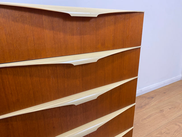 WMK # Very nice and well-preserved 70s chest of drawers with drawers and elegant original handles # Cupboard Chest of drawers Laundry chest Sideboard Cabinet Bedside table Vintage Mid-Century Retro