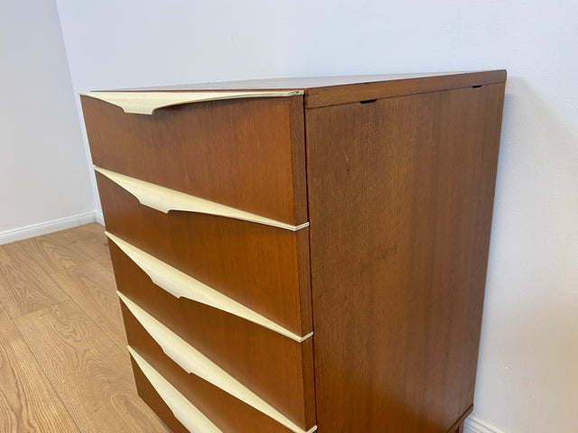 WMK # Very nice and well-preserved 70s chest of drawers with drawers and elegant original handles # Cupboard Chest of drawers Laundry chest Sideboard Cabinet Bedside table Vintage Mid-Century Retro