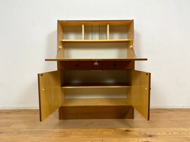 WMK I Stilvoller 70er Jahre Sekretär mit stabiler Schreibklappe und toller Maserung I Schreibschrank Desk Schreibkommode Schreibtisch Kommode Schrank Vintage Retro Mid-Century Berlin Dresden Hessen