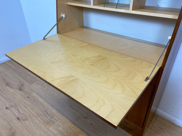 WMK I Stilvoller 70er Jahre Sekretär mit stabiler Schreibklappe und toller Maserung I Schreibschrank Desk Schreibkommode Schreibtisch Kommode Schrank Vintage Retro Mid-Century Berlin Dresden Hessen