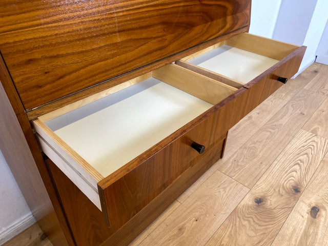 WMK I Stilvoller 70er Jahre Sekretär mit stabiler Schreibklappe und toller Maserung I Schreibschrank Desk Schreibkommode Schreibtisch Kommode Schrank Vintage Retro Mid-Century Berlin Dresden Hessen