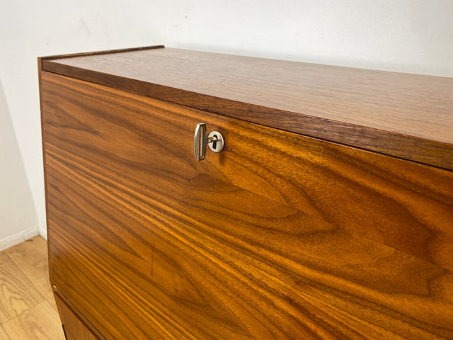 WMK I Stilvoller 70er Jahre Sekretär mit stabiler Schreibklappe und toller Maserung I Schreibschrank Desk Schreibkommode Schreibtisch Kommode Schrank Vintage Retro Mid-Century Berlin Dresden Hessen