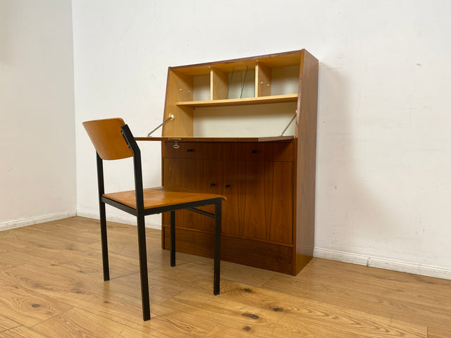 WMK I Stilvoller 70er Jahre Sekretär mit stabiler Schreibklappe und toller Maserung I Schreibschrank Desk Schreibkommode Schreibtisch Kommode Schrank Vintage Retro Mid-Century Berlin Dresden Hessen