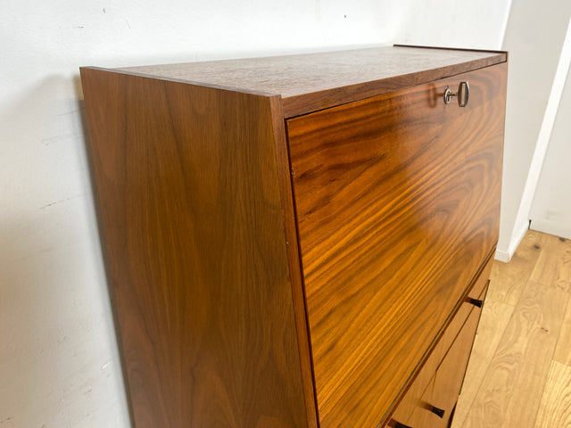 WMK I Stilvoller 70er Jahre Sekretär mit stabiler Schreibklappe und toller Maserung I Schreibschrank Desk Schreibkommode Schreibtisch Kommode Schrank Vintage Retro Mid-Century Berlin Dresden Hessen