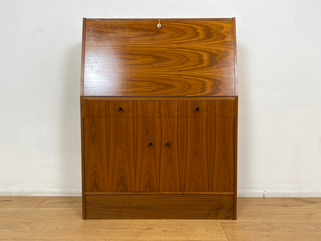 WMK I Stilvoller 70er Jahre Sekretär mit stabiler Schreibklappe und toller Maserung I Schreibschrank Desk Schreibkommode Schreibtisch Kommode Schrank Vintage Retro Mid-Century Berlin Dresden Hessen