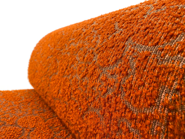 WMK I Kultiges 70er Jahre Space Age Modular Sofa aus 2 Sessel mit grandiosem orangem Originalbezug & Staufächern