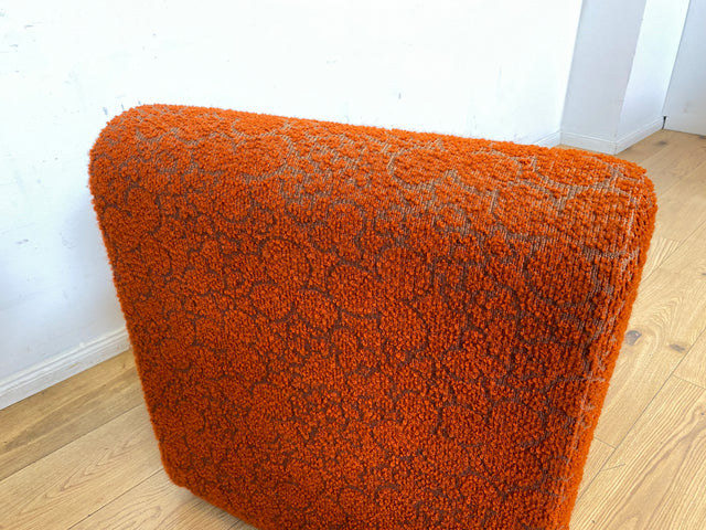 WMK I Kultiges 70er Jahre Space Age Modular Sofa aus 2 Sessel mit grandiosem orangem Originalbezug & Staufächern