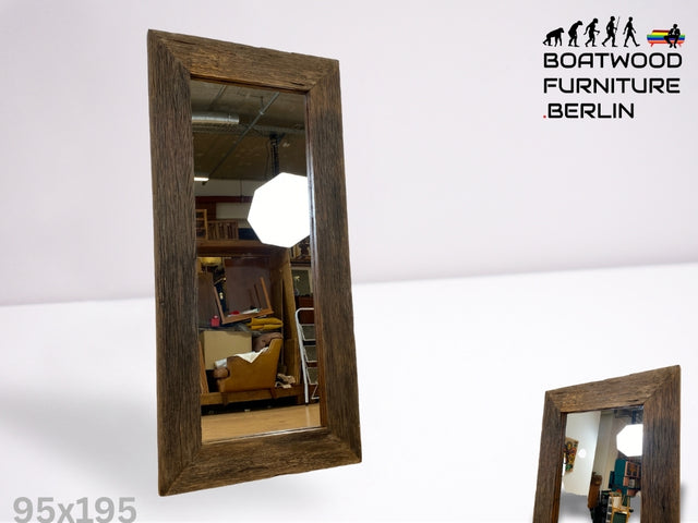 Boatwood by WMK I Einzigartiger 95x195cm großer Spiegel I handgefertigtes Unikat aus altem Bootsholz I Wandspiegel Standspiegel Ganzkörperspiegel Flurspiegel Garderobe Treibholz Berlin Hamburg Bremen