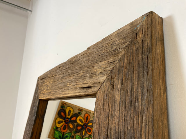 Boatwood by WMK I Einzigartiger 95x195cm großer Spiegel I handgefertigtes Unikat aus altem Bootsholz I Wandspiegel Standspiegel Ganzkörperspiegel Flurspiegel Garderobe Treibholz Berlin Hamburg Bremen