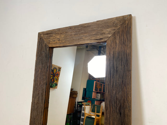 Boatwood by WMK I Einzigartiger 95x195cm großer Spiegel I handgefertigtes Unikat aus altem Bootsholz I Wandspiegel Standspiegel Ganzkörperspiegel Flurspiegel Garderobe Treibholz Berlin Hamburg Bremen