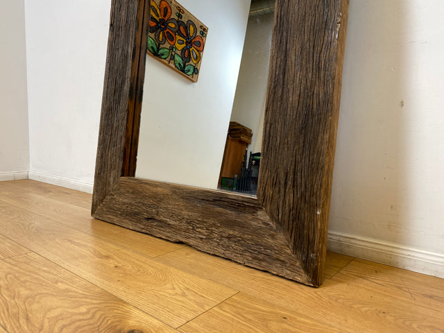 Boatwood by WMK I Einzigartiger 95x195cm großer Spiegel I handgefertigtes Unikat aus altem Bootsholz I Wandspiegel Standspiegel Ganzkörperspiegel Flurspiegel Garderobe Treibholz Berlin Hamburg Bremen