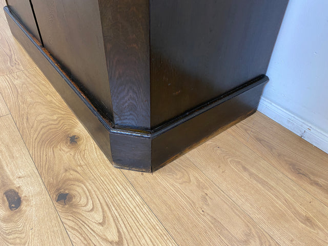 WMK # Imposante antike Anrichte aus massiver Eiche mit Messingbeschlägen & facettiertem Glas # Buffet Büfett Küchenanrichte Kredenz Geschirrschrank Küche Vitrine Schrank Gründerzeit Jugendstil Vintage