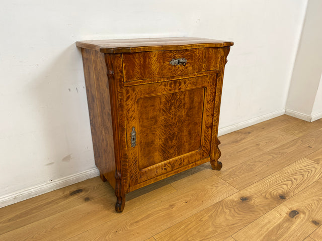 WMK I Wunderschöne kleine antike Kommode aus vollem Holz mit Schublade und in edlem Flammenfurnier I Schrank Flurkommode Wäschekommode Cabinet Konsole Biedermeier Vintage Berlin Stuttgart Düsseldorf