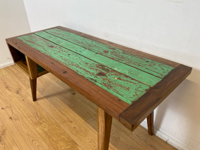 Boatwood by WMK I Einzigartiger freistehender Schreibtisch handgefertigt aus altem Bootsholz