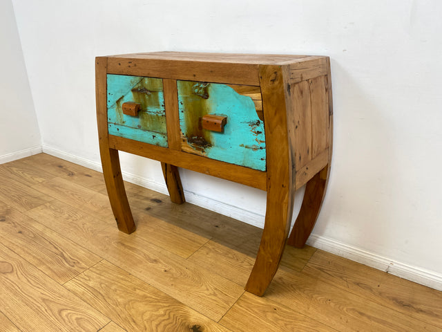 Boatwood by WMK I Formschöne Kommode mit Schubladen I handgefertigtes Unikat aus altem Bootsholz I Teakholz massiv I Anrichte Sideboard Schrank Konsole Flur Ablage Bootsmöbel Opium Berlin Hessen Bonn