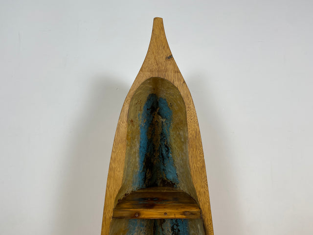 Boatwood by WMK # Einzigartiger Bücherschrank aus echtem Einbaum I ein handgefertigtes Unikat in Originalfarben I Regal Kommode Holzregal Eck Schubladen Bücher Schrank Fischer Boot Schiff Sylt Usedom