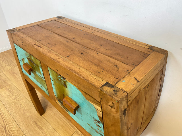 Boatwood by WMK I Formschöne Kommode mit Schubladen I handgefertigtes Unikat aus altem Bootsholz I Teakholz massiv I Anrichte Sideboard Schrank Konsole Flur Ablage Bootsmöbel Opium Berlin Hessen Bonn