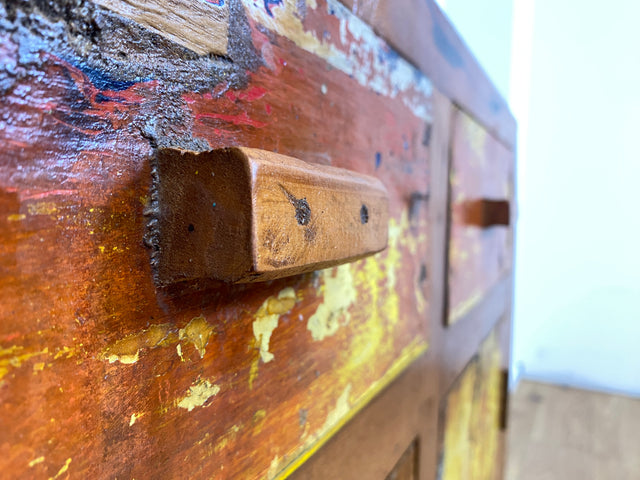 Boatwood by WMK I Besondere Kommode mit Schubladen I handgefertigt aus altem Bootsholz l ein Unikat aus massivem Teakholz I Schrank Sideboard Anrichte Wäschekommode Küchenschrank Cabinet Berlin Sylt