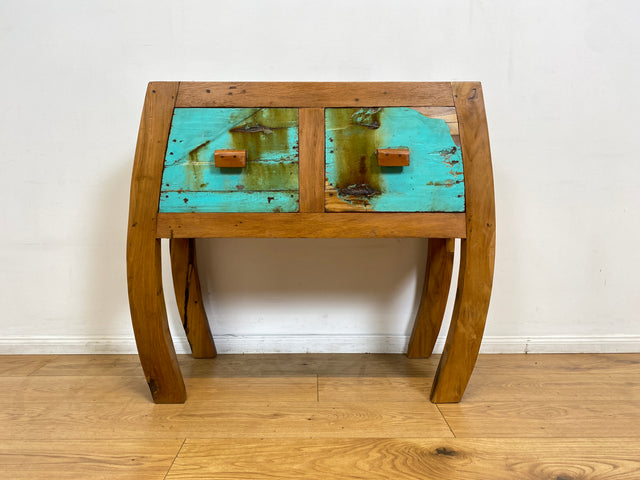 Boatwood by WMK I Formschöne Kommode mit Schubladen I handgefertigtes Unikat aus altem Bootsholz I Teakholz massiv I Anrichte Sideboard Schrank Konsole Flur Ablage Bootsmöbel Opium Berlin Hessen Bonn