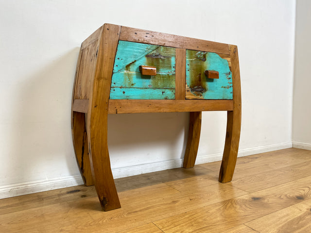 Boatwood by WMK I Formschöne Kommode mit Schubladen I handgefertigtes Unikat aus altem Bootsholz I Teakholz massiv I Anrichte Sideboard Schrank Konsole Flur Ablage Bootsmöbel Opium Berlin Hessen Bonn