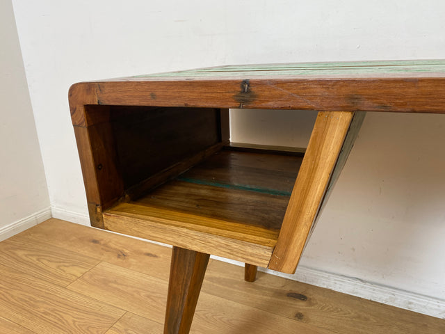 Boatwood by WMK I Einzigartiger freistehender Schreibtisch handgefertigt aus altem Bootsholz
