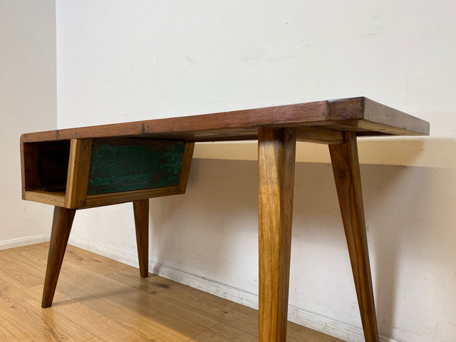 Boatwood by WMK I Einzigartiger freistehender Schreibtisch handgefertigt aus altem Bootsholz