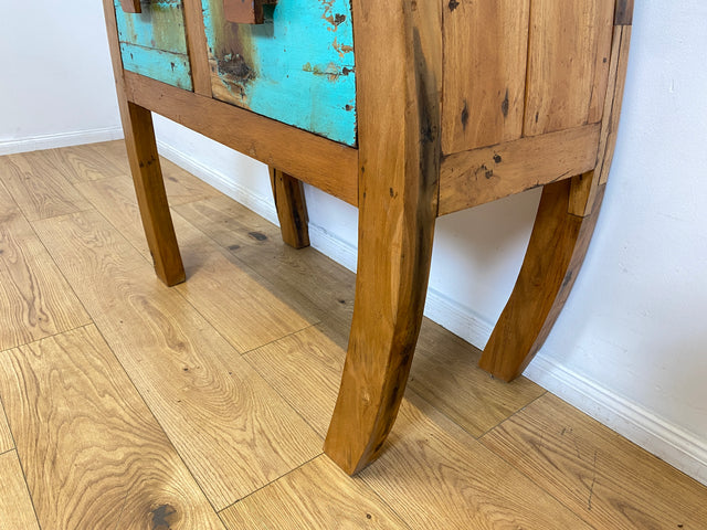 Boatwood by WMK I Formschöne Kommode mit Schubladen I handgefertigtes Unikat aus altem Bootsholz I Teakholz massiv I Anrichte Sideboard Schrank Konsole Flur Ablage Bootsmöbel Opium Berlin Hessen Bonn