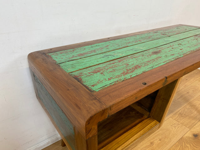 Boatwood by WMK I Einzigartiger freistehender Schreibtisch handgefertigt aus altem Bootsholz