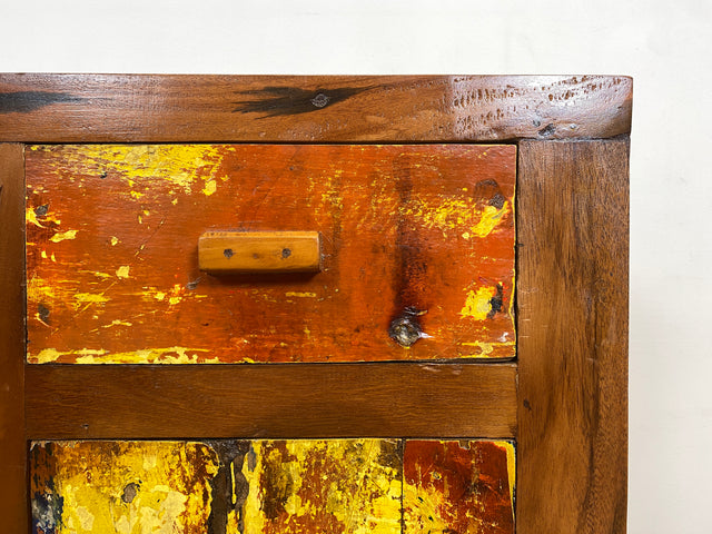 Boatwood by WMK I Besondere Kommode mit Schubladen I handgefertigt aus altem Bootsholz l ein Unikat aus massivem Teakholz I Schrank Sideboard Anrichte Wäschekommode Küchenschrank Cabinet Berlin Sylt