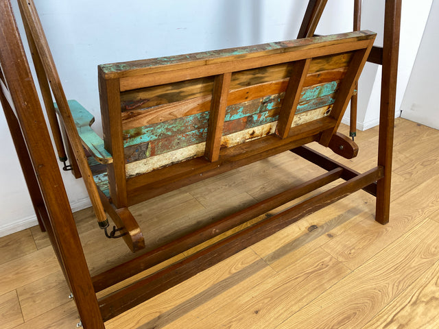 Boatwood by WMK I Einzigartige und robuste Hollywood Schaukel aus altem Bootsholz mit Dach I nachhaltiges & handgefertigtes Unikat
