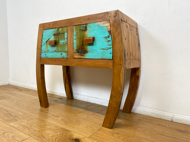 Boatwood by WMK I Formschöne Kommode mit Schubladen I handgefertigtes Unikat aus altem Bootsholz I Teakholz massiv I Anrichte Sideboard Schrank Konsole Flur Ablage Bootsmöbel Opium Berlin Hessen Bonn