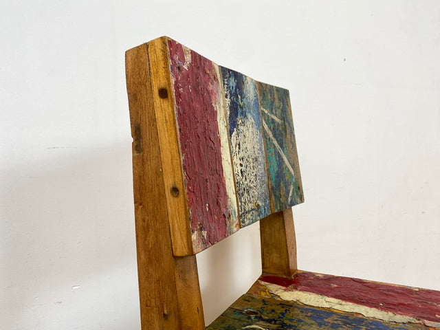 Boatwood by WMK I 1/3 Schöner bunter Barhocker I ein handmade Unikat aus altem Bootsholz l Teakholz massiv I Hocker Sitzhocker Küchenstuhl Holzstuhl Stuhl Bar Stool Hausbar Gastro Berlin Rostock Sylt