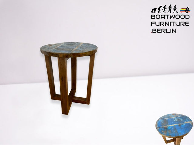 Boatwood by WMK I 100% nachhaltiger Couchtisch aus altem Bootsholz I handgefertigt aus Teakholz massiv I für In & Outdoor I bunter Wohnzimmertisch Beistelltisch Sofatisch Coffee Table Würfel Treibholz