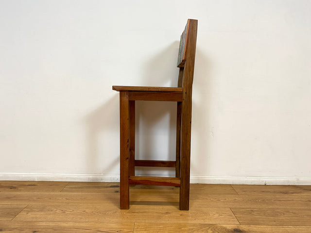 Boatwood by WMK # 1/5 Bunterschöner Barhocker aus altem Bootsholz, ein handgefertigtes Unikat aus massivem Teakholz # Barstuhl Hocker Sitzhocker Stuhl Küchenstuhl Holzstuhl Bar Stool Hausbar Gastro