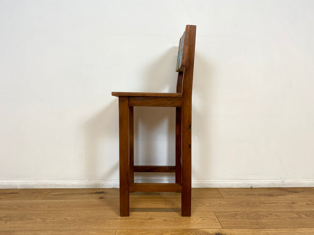 Boatwood by WMK # 1/5 Bunterschöner Barhocker aus altem Bootsholz, ein handgefertigtes Unikat aus massivem Teakholz # Barstuhl Hocker Sitzhocker Stuhl Küchenstuhl Holzstuhl Bar Stool Hausbar Gastro