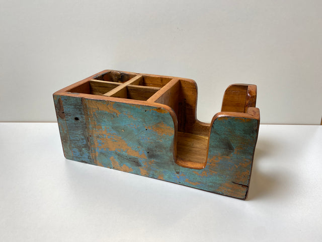 Boatwood by WMK # Einzigartiger Besteckkasten aus altem Bootsholz, ein handgefertigtes Unikat aus Teakholz # Besteckhalter Serviertenhalter Tischdiener Tischaufsteller Tischbox Napkin Holder Cutlery