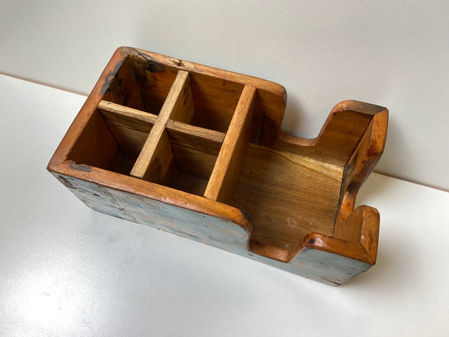 Boatwood by WMK # Einzigartiger Besteckkasten aus altem Bootsholz, ein handgefertigtes Unikat aus Teakholz # Besteckhalter Serviertenhalter Tischdiener Tischaufsteller Tischbox Napkin Holder Cutlery