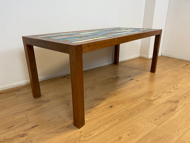 Boatwood by WMK I Besonders schöner 200x90cm großer Esstisch aus altem Bootsholz I ein handmade Unikat aus massivem Teakholz I Tisch Küchentisch Gartentisch Holztisch Dining Table Berlin Kiel Dresden