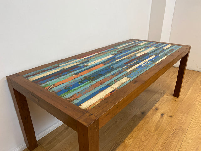 Boatwood by WMK I Besonders schöner 200x90cm großer Esstisch aus altem Bootsholz I ein handmade Unikat aus massivem Teakholz I Tisch Küchentisch Gartentisch Holztisch Dining Table Berlin Kiel Dresden