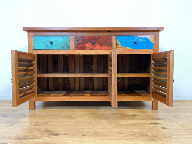 Boatwood by WMK # Besonders schöne Anrichte aus altem Bootsholz, ein handgefertigtes Unikat aus massivem Teakholz # Schrank Sideboard Kommode Küchenschrank Geschirrschrank Schuhschrank Flurkommode