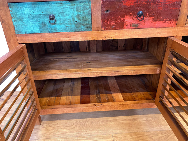 Boatwood by WMK # Besonders schöne Anrichte aus altem Bootsholz, ein handgefertigtes Unikat aus massivem Teakholz # Schrank Sideboard Kommode Küchenschrank Geschirrschrank Schuhschrank Flurkommode