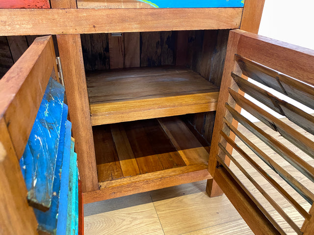 Boatwood by WMK # Besonders schöne Anrichte aus altem Bootsholz, ein handgefertigtes Unikat aus massivem Teakholz # Schrank Sideboard Kommode Küchenschrank Geschirrschrank Schuhschrank Flurkommode