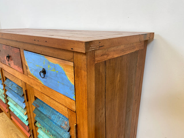 Boatwood by WMK # Besonders schöne Anrichte aus altem Bootsholz, ein handgefertigtes Unikat aus massivem Teakholz # Schrank Sideboard Kommode Küchenschrank Geschirrschrank Schuhschrank Flurkommode