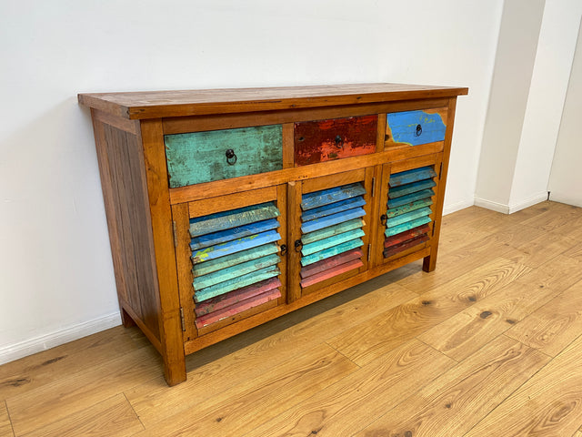Boatwood by WMK # Besonders schöne Anrichte aus altem Bootsholz, ein handgefertigtes Unikat aus massivem Teakholz # Schrank Sideboard Kommode Küchenschrank Geschirrschrank Schuhschrank Flurkommode